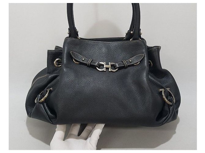Salvatore Ferragamo Borsa Tote con decorazione Gancini Nero - vista 2