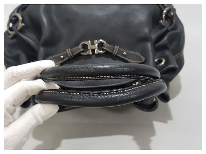 Salvatore Ferragamo Borsa Tote con decorazione Gancini Nero - vista 6