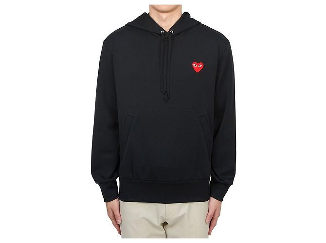Comme Des Garcons Roter bestickter Herren-Kapuzenpullover AX Schwarz - Ansicht 2