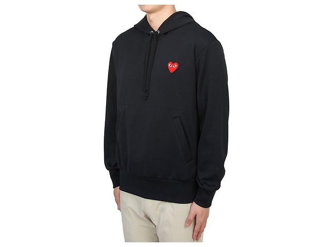 Comme Des Garcons Roter bestickter Herren-Kapuzenpullover AX Schwarz - Ansicht 3