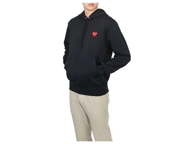 Comme Des Garcons Roter bestickter Herren-Kapuzenpullover AX Schwarz - Ansicht 5
