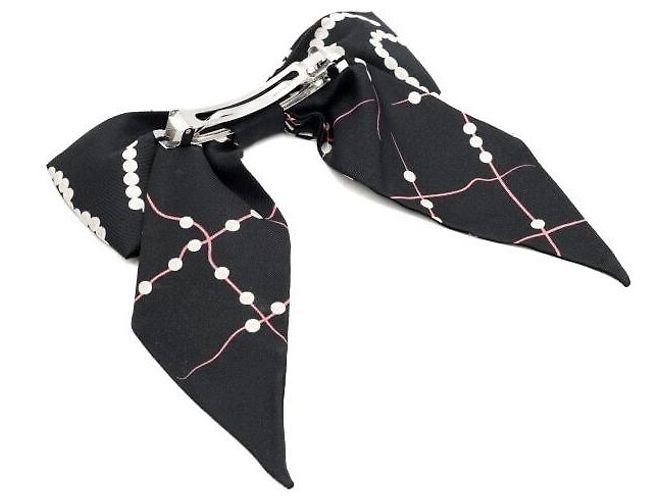 Chanel Schwarner Seiden-Haarschmuck mit Coco-Schleife Schwarz - Ansicht 3