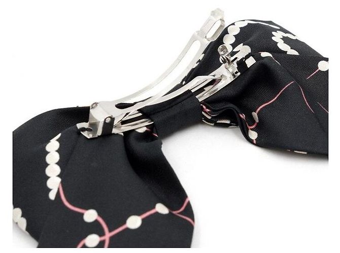 Chanel Schwarner Seiden-Haarschmuck mit Coco-Schleife Schwarz - Ansicht 4