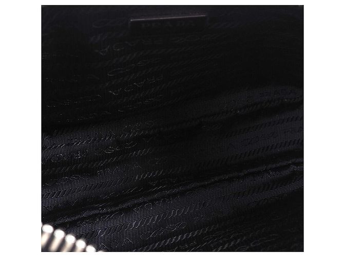 Prada Borsa Hobo Tesuto con tracolla a catena Nero - vista 7