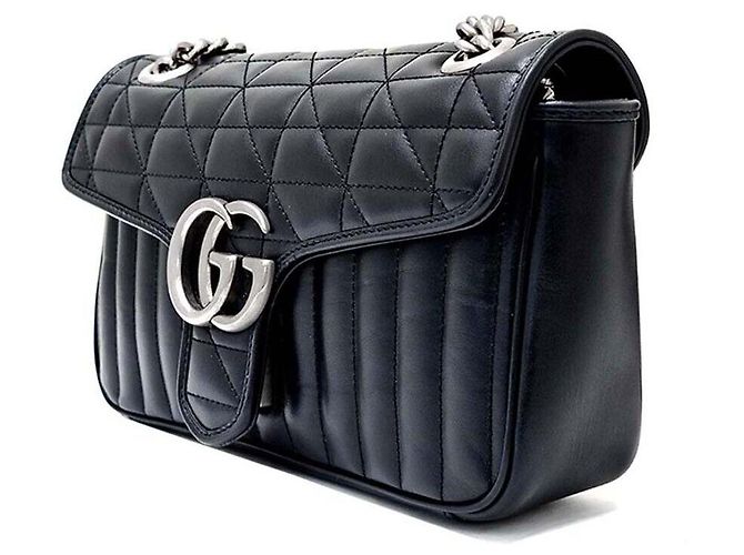Gucci Borsa a Spalla Marmont Matelassé Nero - vista 2