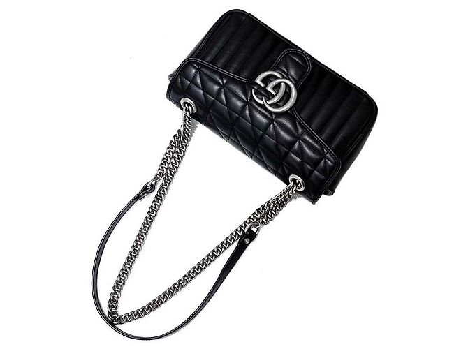 Gucci Borsa a Spalla Marmont Matelassé Nero - vista 3