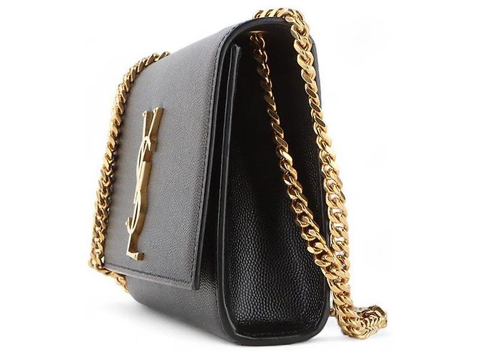 Saint Laurent Borsa a tracolla piccola Kate in monogramma Caviar Nero - vista 2