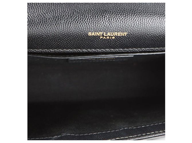 Saint Laurent Borsa a tracolla piccola Kate in monogramma Caviar Nero - vista 7