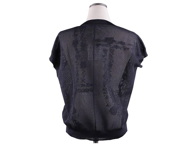 Hermès Kurzärmeliger Strick-Short En Desordre Fleurs Schwarz - Ansicht 14