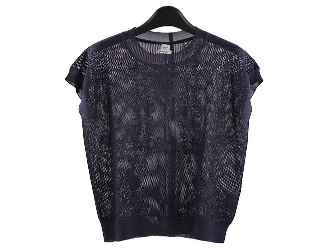 Hermès Kurzärmeliger Strick-Short En Desordre Fleurs Schwarz - Ansicht 3