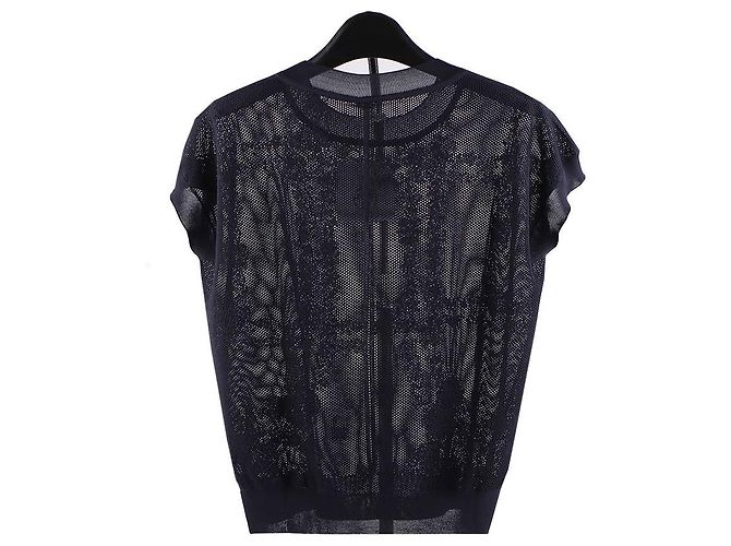 Hermès Kurzärmeliger Strick-Short En Desordre Fleurs Schwarz - Ansicht 4