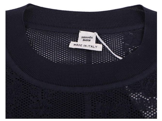Hermès Kurzärmeliger Strick-Short En Desordre Fleurs Schwarz - Ansicht 9