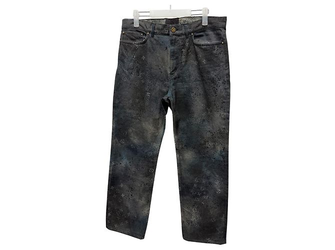 Louis Vuitton Jeans Regular Fit Spray Monogram Nero - vista 4