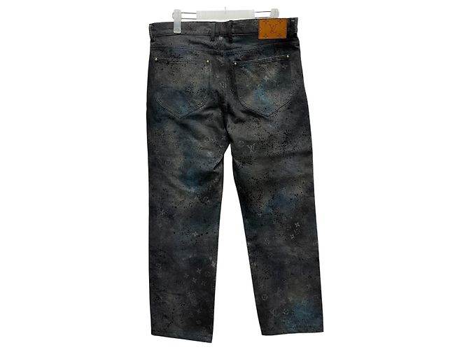 Louis Vuitton Jeans Regular Fit Spray Monogram Nero - vista 5
