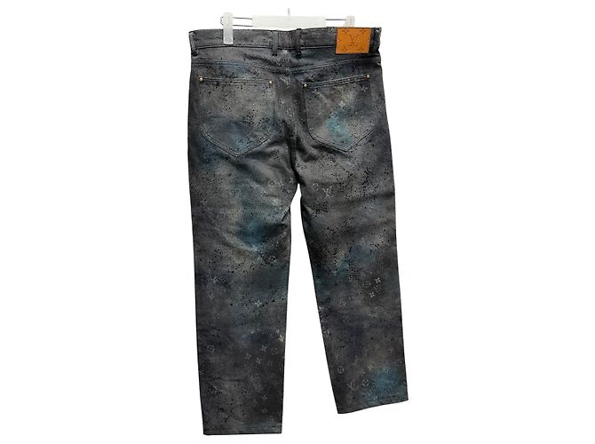 Louis Vuitton Jeans Regular Fit Spray Monogram Nero - vista 7