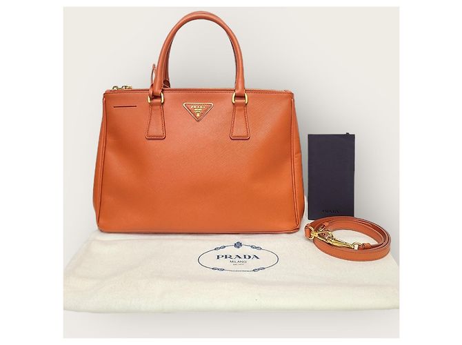 Prada Borsa a tracolla Papaya Saffiano Lux Tote Arancione - vista 7