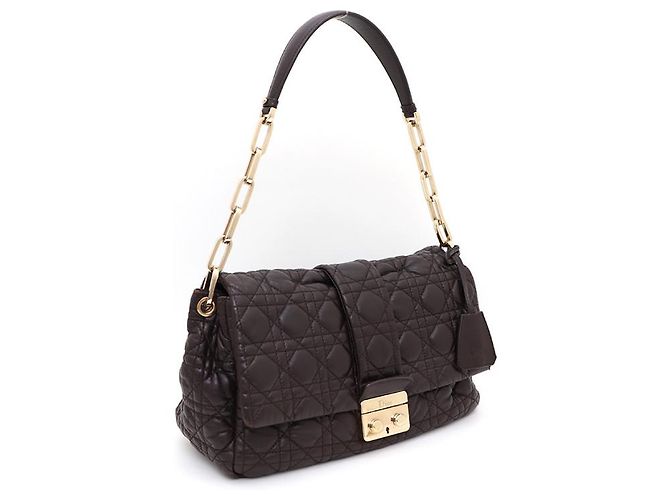 Dior Borsa a tracolla New Lock in agnello con catena argentata Marrone - vista 10