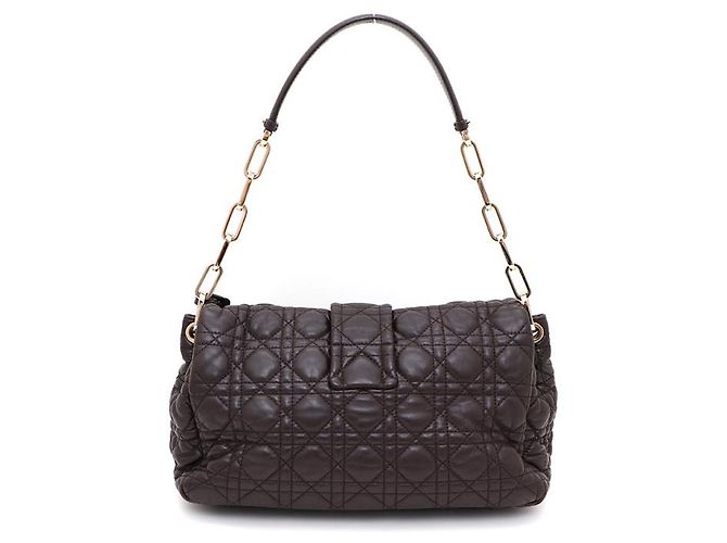 Dior Borsa a tracolla New Lock in agnello con catena argentata Marrone - vista 11