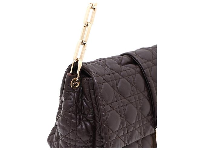 Dior Borsa a tracolla New Lock in agnello con catena argentata Marrone - vista 13