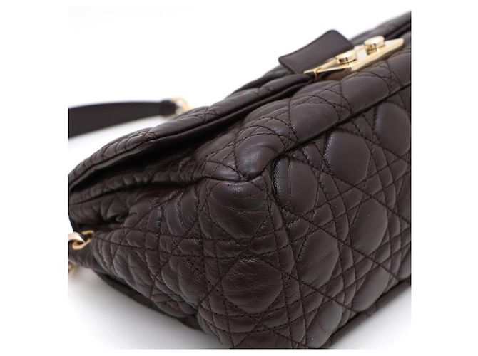Dior Borsa a tracolla New Lock in agnello con catena argentata Marrone - vista 14