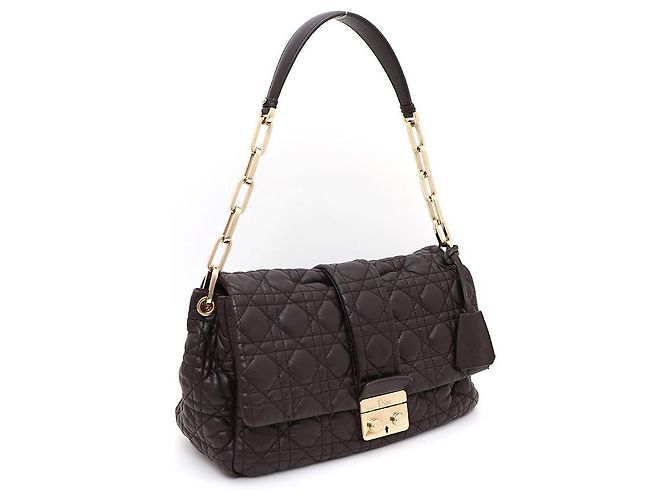 Dior Borsa a tracolla New Lock in agnello con catena argentata Marrone - vista 2