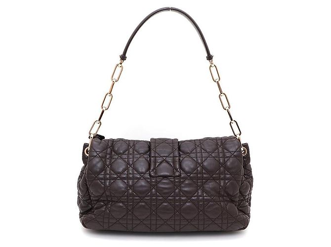 Dior Borsa a tracolla New Lock in agnello con catena argentata Marrone - vista 3