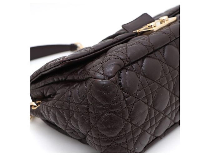 Dior Borsa a tracolla New Lock in agnello con catena argentata Marrone - vista 6