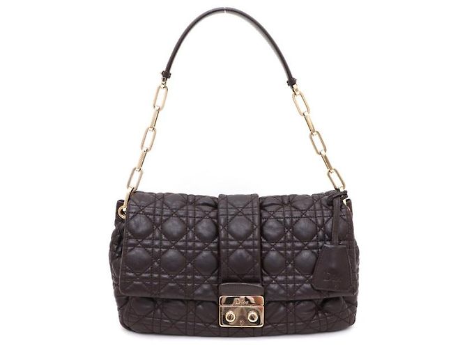 Dior Borsa a tracolla New Lock in agnello con catena argentata Marrone - vista 9