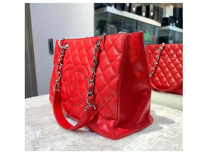 Chanel Grand Shopping Caviar Red Silver Series Rosso - vista 5