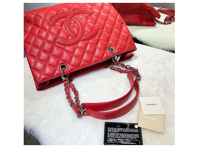 Chanel Grand Shopping Caviar Red Silver Series Rosso - vista 6