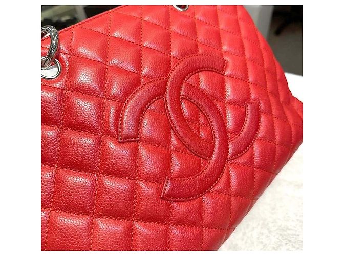 Chanel Grand Shopping Caviar Red Silver Series Rosso - vista 7