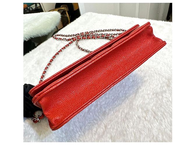 Chanel Borsa a tracolla mini Caviar WOC Silver Red Series Rosso - vista 3