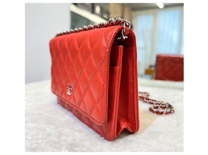 Chanel Borsa a tracolla mini Caviar WOC Silver Red Series Rosso - vista 4