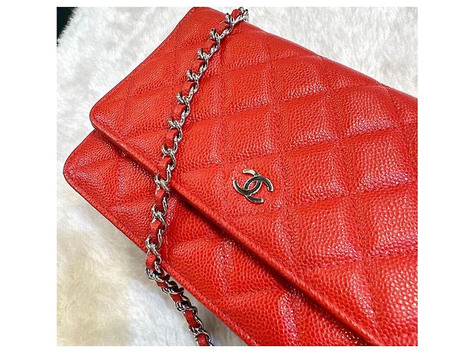 Chanel Borsa a tracolla mini Caviar WOC Silver Red Series Rosso - vista 5