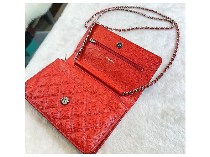 Chanel Borsa a tracolla mini Caviar WOC Silver Red Series Rosso - vista 6