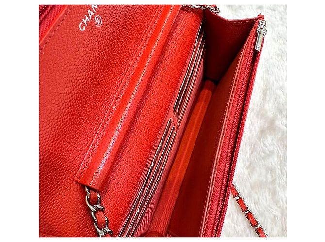 Chanel Borsa a tracolla mini Caviar WOC Silver Red Series Rosso - vista 7