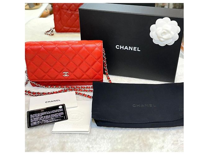 Chanel Borsa a tracolla mini Caviar WOC Silver Red Series Rosso - vista 8