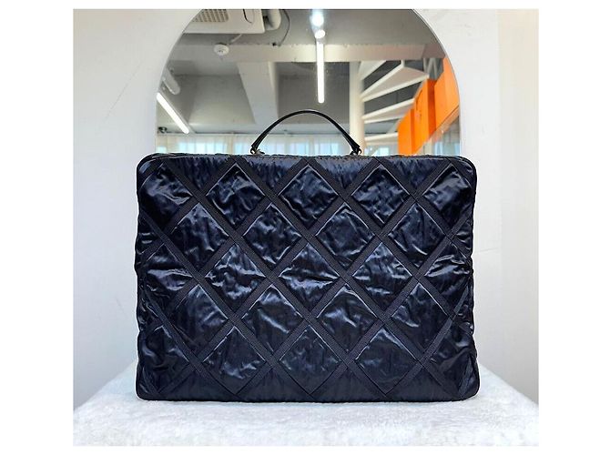 Chanel Borsa da viaggio in nylon GROSSGRAIN con finiture dorate Nero - vista 2