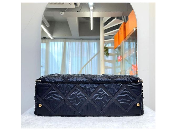 Chanel Borsa da viaggio in nylon GROSSGRAIN con finiture dorate Nero - vista 3