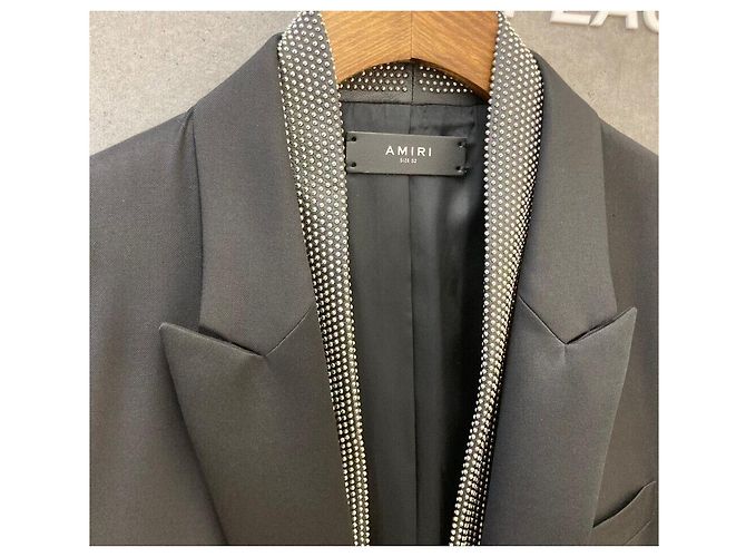 Amiri Leather Stud Blazer Jacket Black - view 3