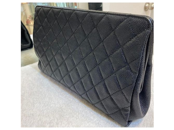 Chanel Caviar Timeless CC Logo Clutch Bag Black - view 5