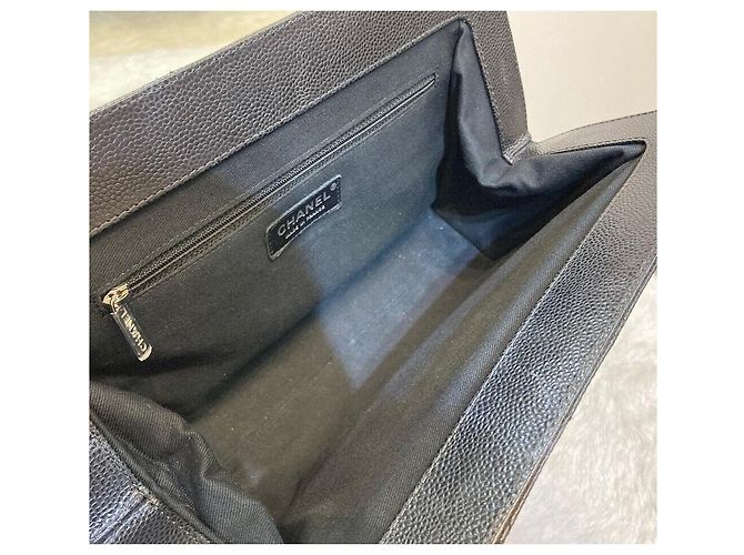 Chanel Caviar Timeless CC Logo Clutch Bag Black - view 6