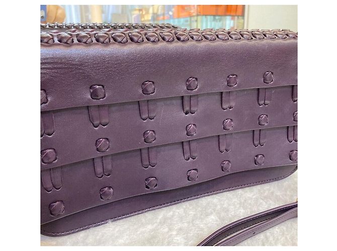 Bottega Veneta Borsa a Spalla in Pelle Nappa Viola Oro Porpora - vista 2