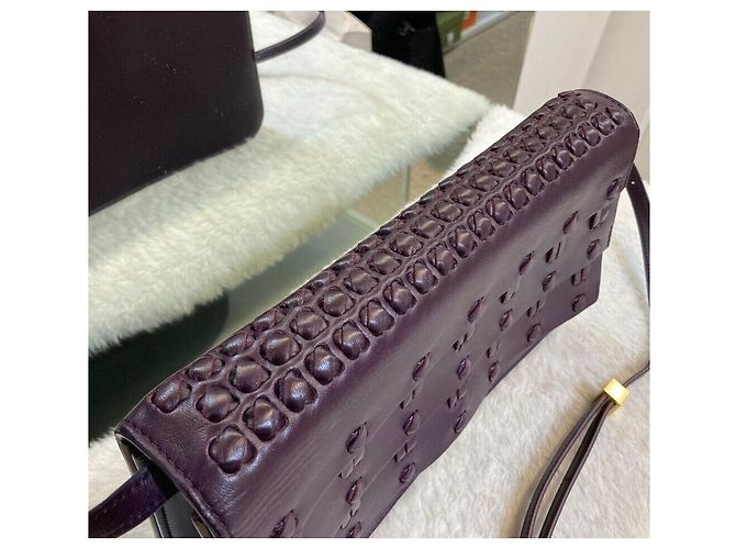 Bottega Veneta Borsa a Spalla in Pelle Nappa Viola Oro Porpora - vista 3