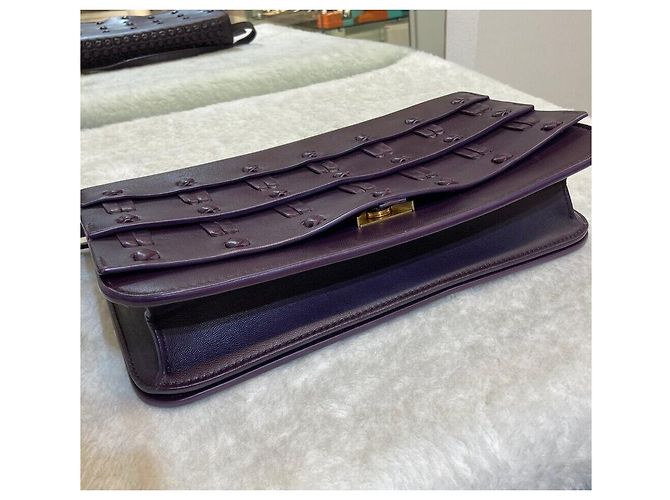 Bottega Veneta Borsa a Spalla in Pelle Nappa Viola Oro Porpora - vista 5