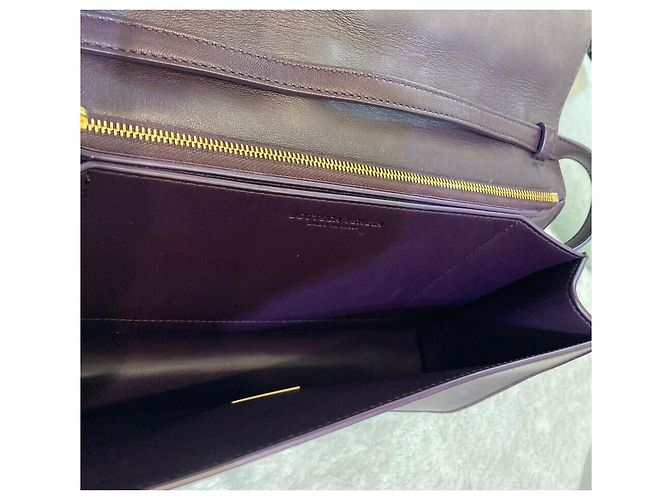 Bottega Veneta Borsa a Spalla in Pelle Nappa Viola Oro Porpora - vista 7