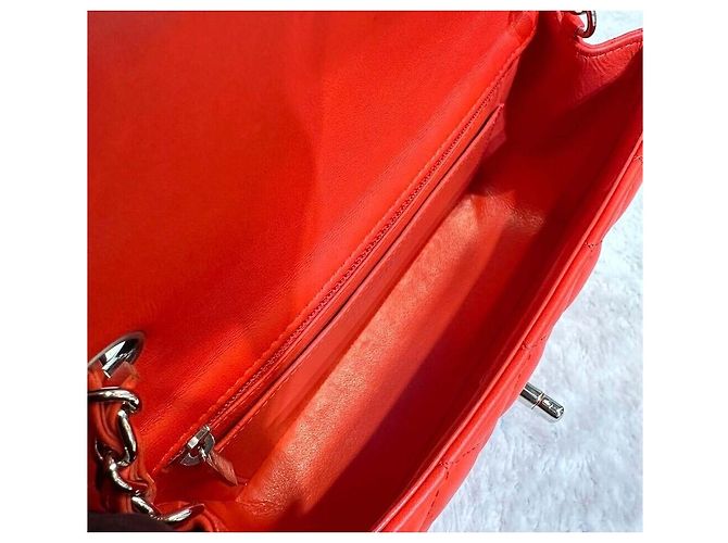 Chanel Borsa Mini Flap Classic in agnello Rosso/Argento Crossbody - vista 7