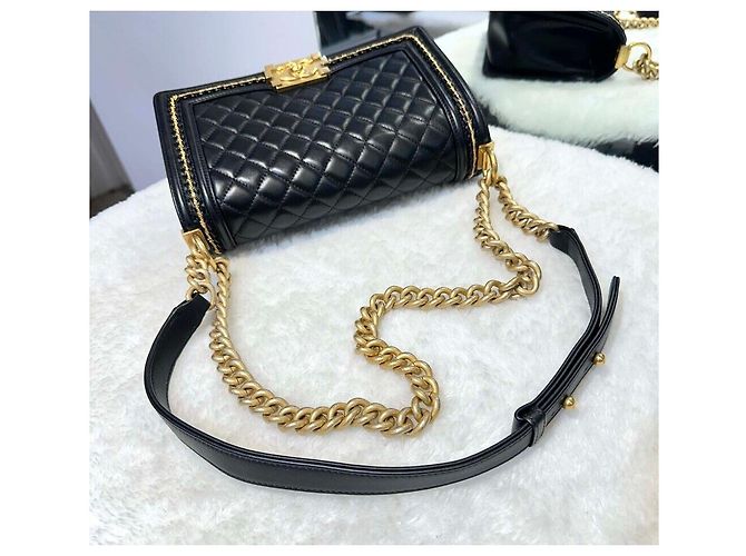 Chanel Borsa Boy in agnello con catena dorata Black Nero - vista 5