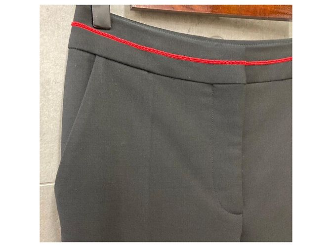 Valentino Pantaloni con logo decorato con perline da donna Nero Rosso - vista 6