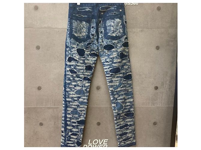 Givenchy Pantaloni in denim distrutto blu medio - vista 2